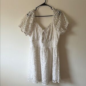 ARULA White Eyelet Puff-Sleeve Mini Dress